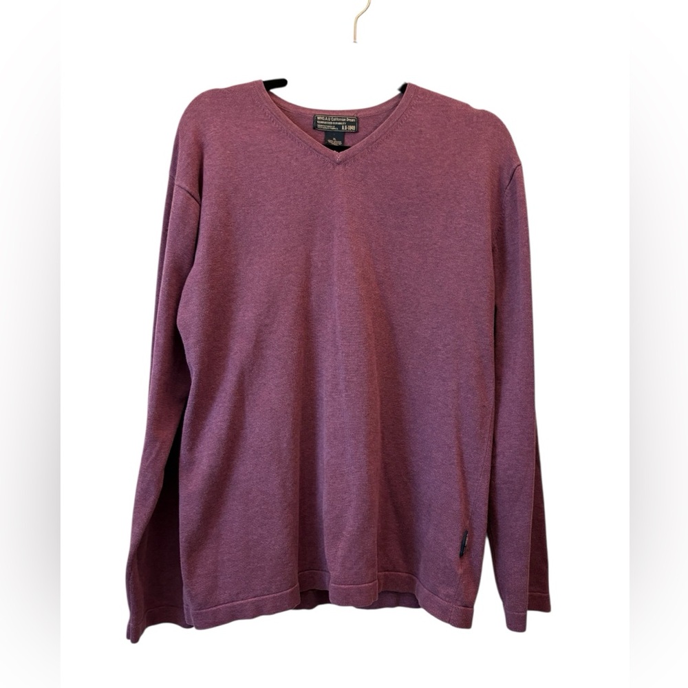 Men's Plum V-Neck Sweater 100% Cotton